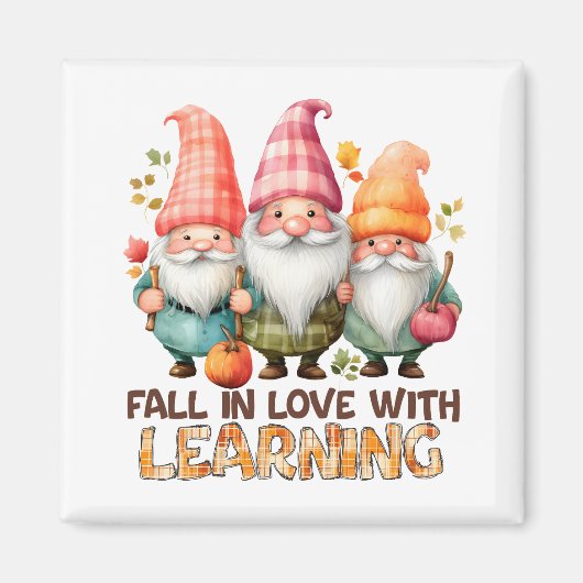 Fall in Love with Learning – Autumn Gnome Trio Magnet (Vorne)