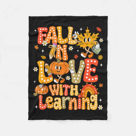 Fall In Love With Learning Autumn Thanksgiving Pum Fleecedecke (Vorderseite)