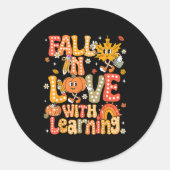 Fall In Love With Learning Autumn Thanksgiving Pum Runder Aufkleber (Vorderseite)