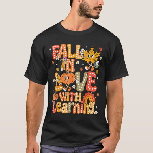 Fall In Love With Learning Autumn Thanksgiving Pum T-Shirt (Vorderseite)