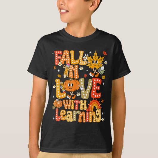 Fall In Love With Learning Autumn Thanksgiving Pum T-Shirt (Vorderseite)