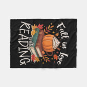 Fall In Love With Reading Autumn Librarian Cute Bo Fleecedecke (Vorderseite (Horizontal))