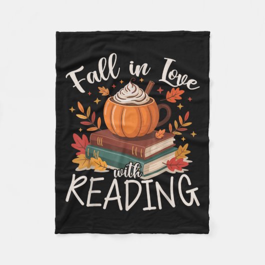 Fall In Love With Reading Autumn Librarian Cute Bo Fleecedecke (Vorderseite)