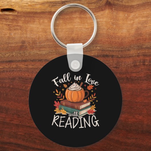 Fall In Love With Reading Autumn Librarian Cute Bo Schlüsselanhänger (Vorderseite)