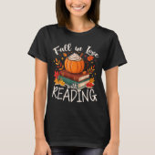 Fall In Love With Reading Autumn Librarian Cute Bo T-Shirt (Vorderseite)