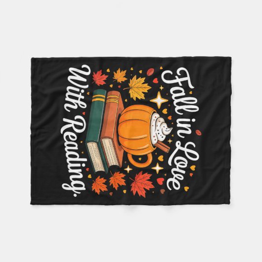 Fall In Love With Reading Autumn Pumpkin Mug Book  Fleecedecke (Vorderseite (Horizontal))