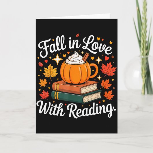 Fall In Love With Reading Autumn Pumpkin Mug Book  Karte (Vorderseite)