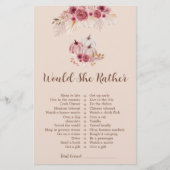 Fall In love Would She Rather Bridal Shower Game (Vorderseite)