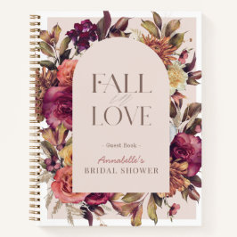 Fall in Love Wreath Pink Bridal Shower Guest Book Notizblock