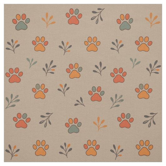 Fall Inspiriert Paw Print Cotton Fabric von Yard Stoff (Muster)