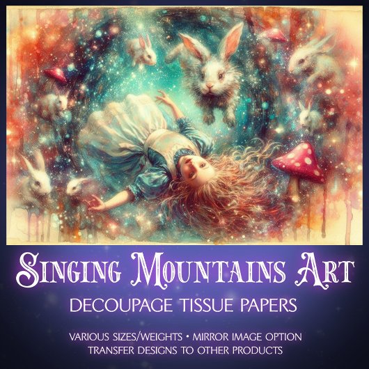Fall Into Imagination Alice Fantasy Art Decoupage Seidenpapier