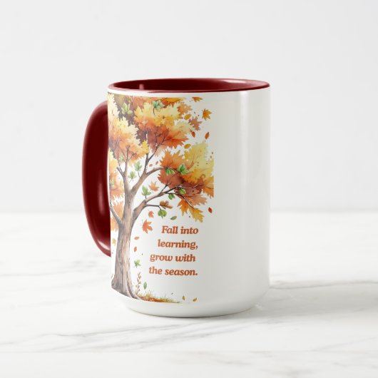 Fall Into Learning – Inspirational Autumn Tasse (Vorderseite Links)