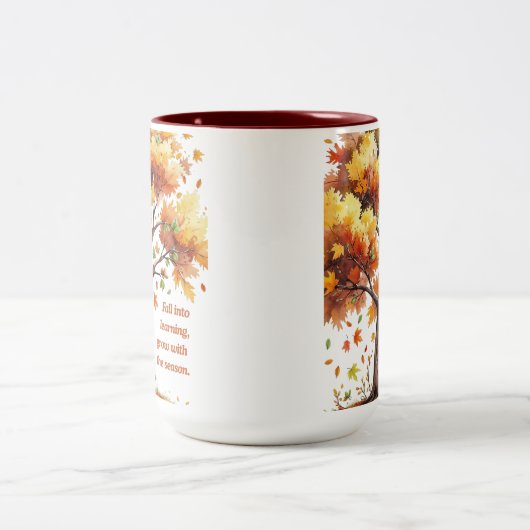 Fall Into Learning – Inspirational Autumn Zweifarbige Tasse (Mittel)