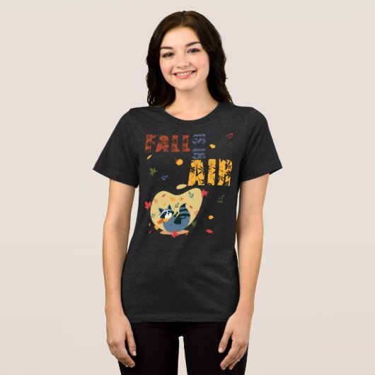 Fall Is in The Air Raccoon Autumn Tri-Blend Shirt (Vorderseite voll)