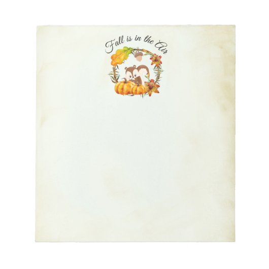 Fall ist in der Lufttypografie mit Eichhörnchen Notizblock (Vorderseite)