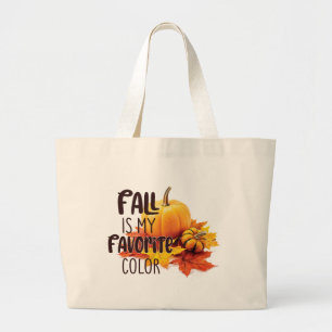 Fall ist meine Lieblingsfarbe - Pumpkins & Blätter Jumbo Stoffbeutel