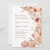 Fall Ivory Beige Blume Pumpkin Brautparty Einladung (Vorderseite)