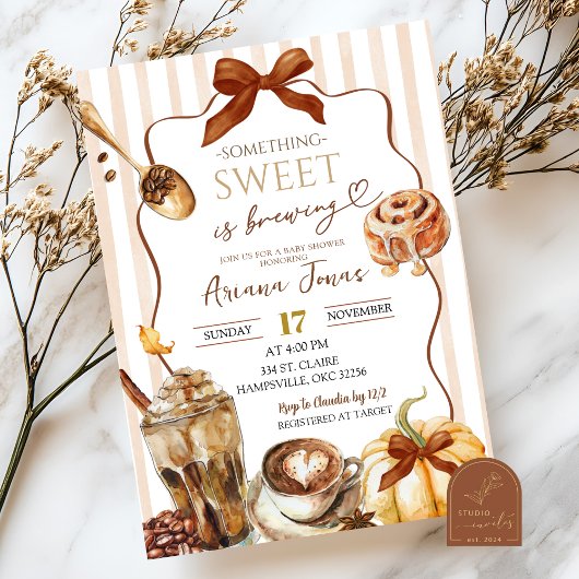 Fall Kaffee Etwas Süßes ist das Brewing Baby Dusch Einladung