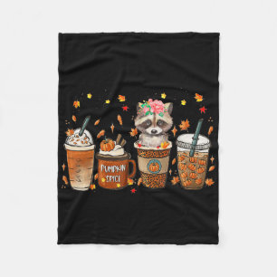 Fall Kaffeepumpkin Gewürz Latte Iced Herbst Raccoo Fleecedecke