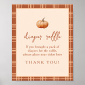 Fall Kariert ein kleines Pumpkin Baby Diaper Raffl Poster (Vorne)