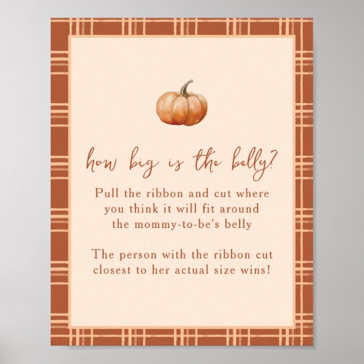 Fall Kariert ein kleines Pumpkin Baby Dusche Bauch Poster (Vorne)