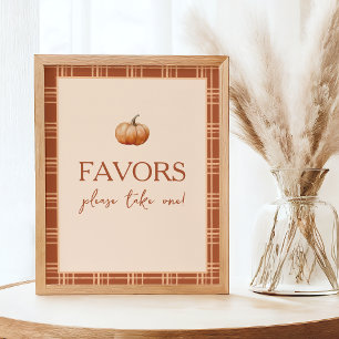 Fall Kariert ein kleines Pumpkin Baby Dusche Gefal Poster