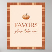 Fall Kariert ein kleines Pumpkin Baby Dusche Gefal Poster (Vorne)