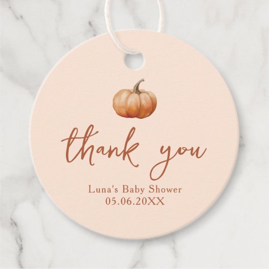 Fall Kariert ein wenig Pumpkin Baby Dusche Geschenkanhänger (Vorderseite)