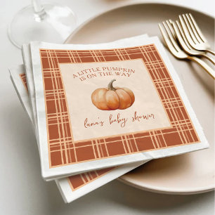 Fall Kariert ein wenig Pumpkin Baby Dusche Napkins Serviette