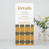 Fall Karierter Flannel Mustard Wedding Details Einladung (Stehend Vorderseite)