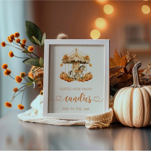 Fall Karousel Babürbis schätzen, wie viele Bonbons Poster