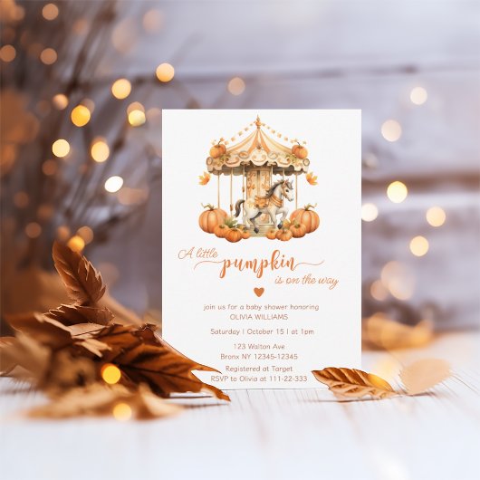 Fall Karussel Kürbis ist auf dem Weg Babydusche Einladung