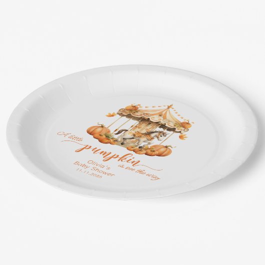 Fall Karussel rustikale Kürbiskuppel Babydusche Pappteller (Schrägansicht)