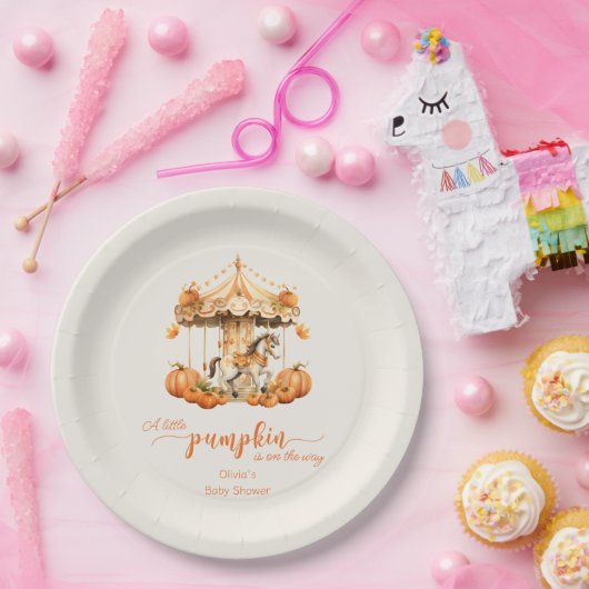 Fall Karussel rustikale Kürbiskuppel Babydusche Pappteller (Party)