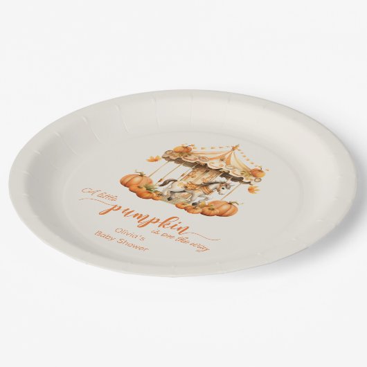 Fall Karussel rustikale Kürbiskuppel Babydusche Pappteller (Schrägansicht)