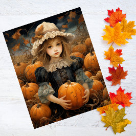 Fall Kid Holding Pumpkin Erntedank Decoupage Seidenpapier