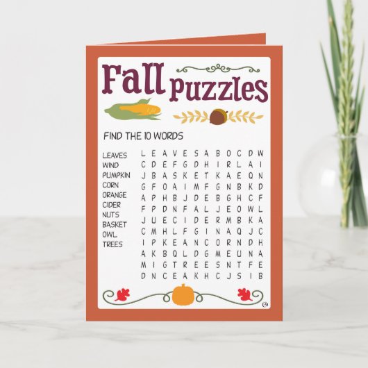 Fall Kids Puzzle Activity Card Karte (Vorderseite)