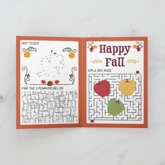 Fall Kids Puzzle Activity Card Karte (Innenseite)