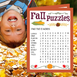 Fall Kids Puzzle Activity Card Karte