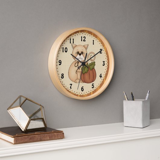 Fall Kitty Clock Wanduhr (Büro)
