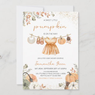 Fall Kleidung Kleine Pumpkin Baby Dusche Einladung