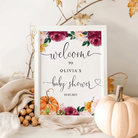 Fall Kleiner Kürbis auf dem Wegweiser Poster