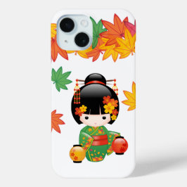 Fall Kokeshi Doll - Green Kimono Geisha Girl Case-Mate iPhone Hülle