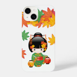 Fall Kokeshi Doll - Green Kimono Geisha Girl iPhone 14 Hülle