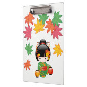 Fall Kokeshi Doll - Green Kimono Geisha Girl Klemmbrett (Links)