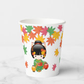 Fall Kokeshi Doll - Green Kimono Geisha Girl Pappbecher (Rückseite)