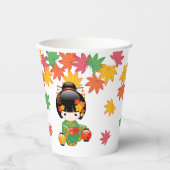 Fall Kokeshi Doll - Green Kimono Geisha Girl Pappbecher (Vorderseite)