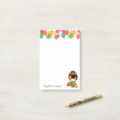 Fall Kokeshi Doll - Green Kimono Geisha Girl Post-it Klebezettel (Auf Schreibtisch)