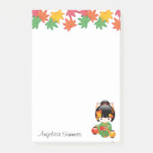 Fall Kokeshi Doll - Green Kimono Geisha Girl Post-it Klebezettel (Vorderseite)