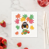 Fall Kokeshi Doll - Green Kimono Geisha Girl Serviette (Beispiel)